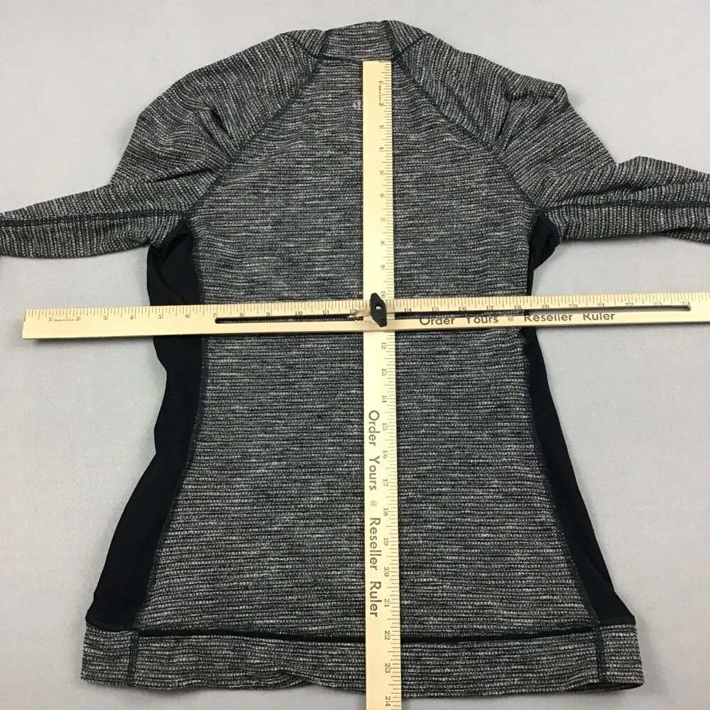 Lululemon Sweater Women 6 Black Long Sleeve Crew Seamless Running Zip Pocket